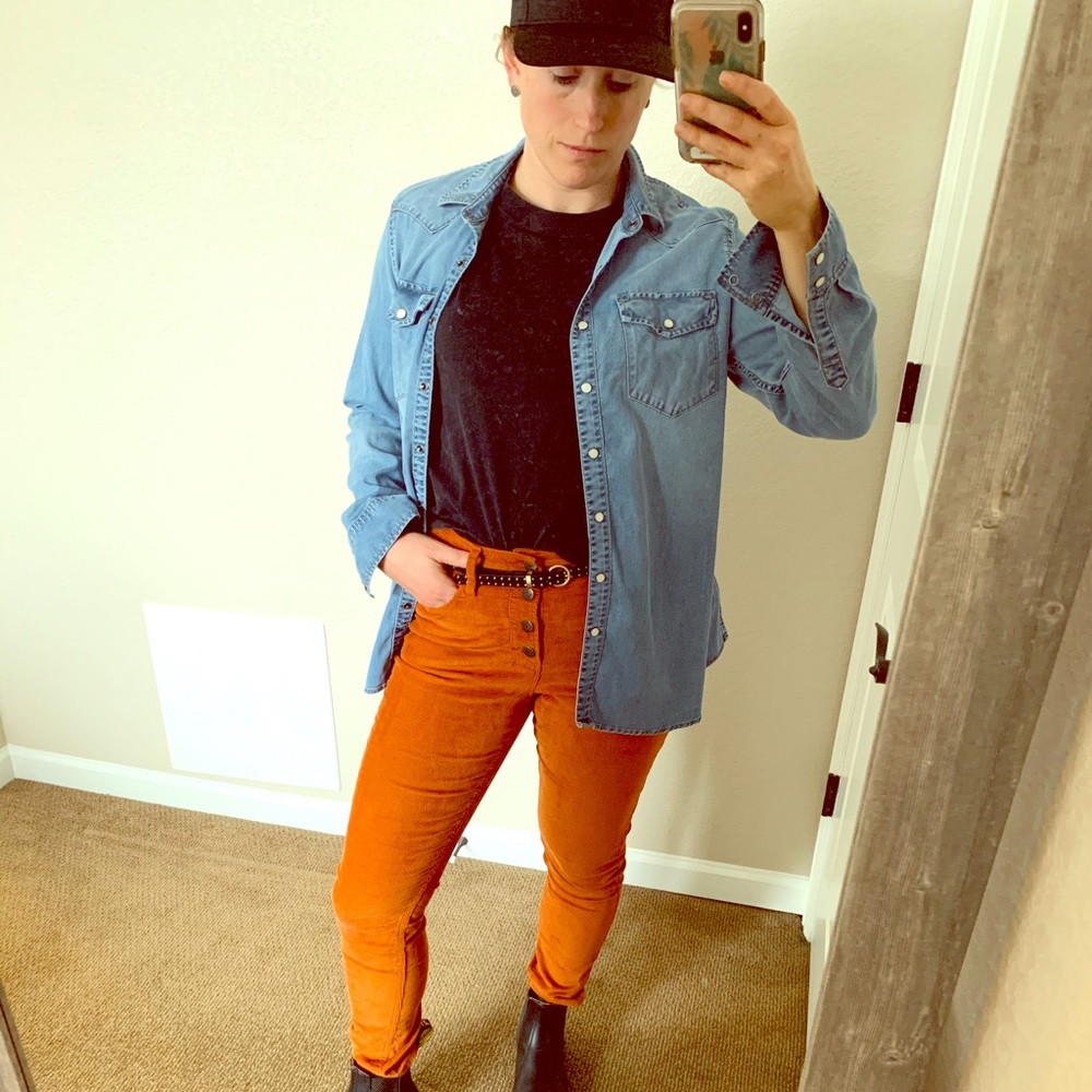 Oversized Denim Western Button Down